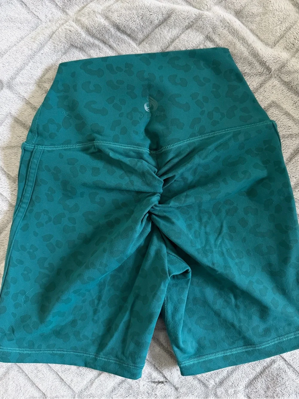 Ryderwear High-Rise Teal Leopard Print Women's Bike Shorts